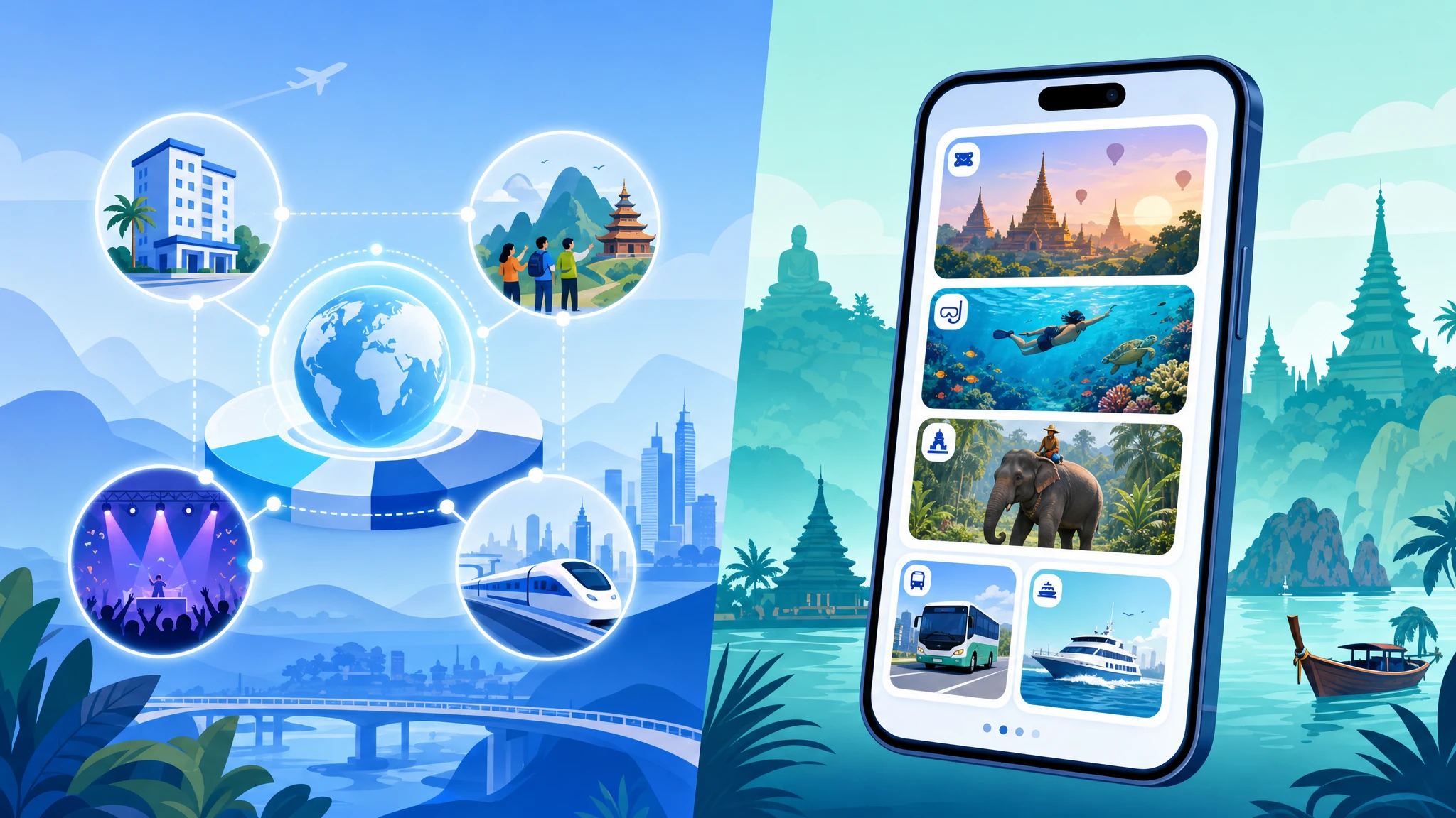 Abstract illustration for the comparison of GGNomad with trip planner apps